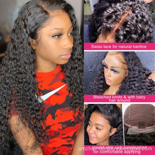 Wholesale Kinky Curly Hd Lace Front Wig Brazilian Virgin Human Hair Transparent Lace Closure Wigs Pre Plucked for black women